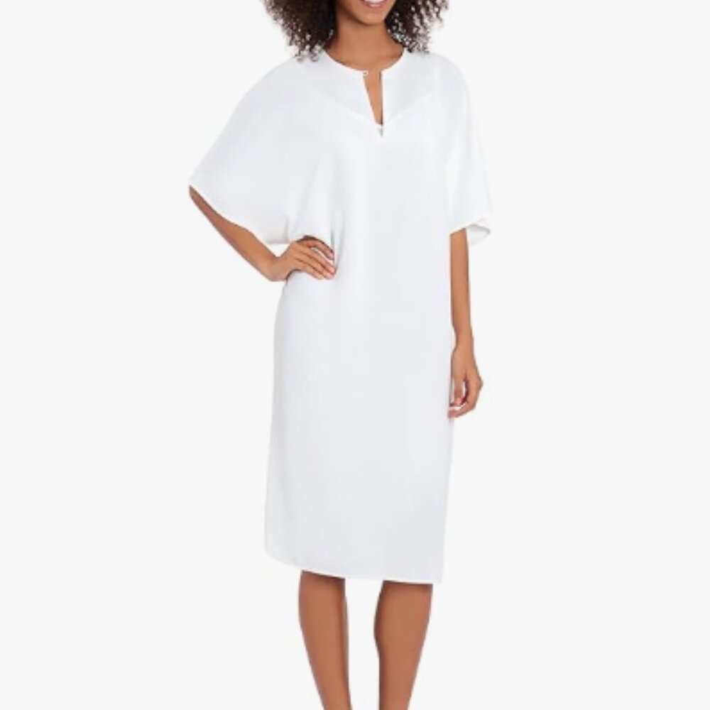 Maggy London Kaftan Easy Midi Dress in Soft White